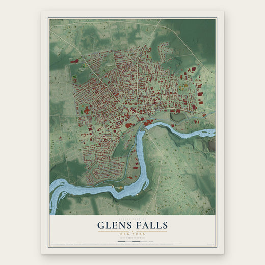 Glens Falls, New York map print, the full design