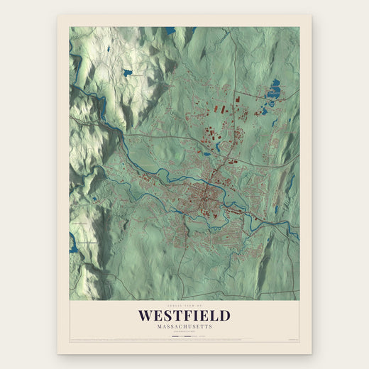 Westfield, Massachusetts map print, the full design