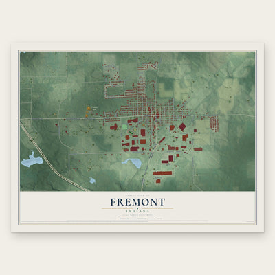 Fremont, Indiana map print, the full design