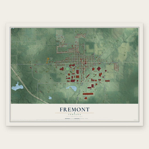 Fremont, Indiana map print, the full design