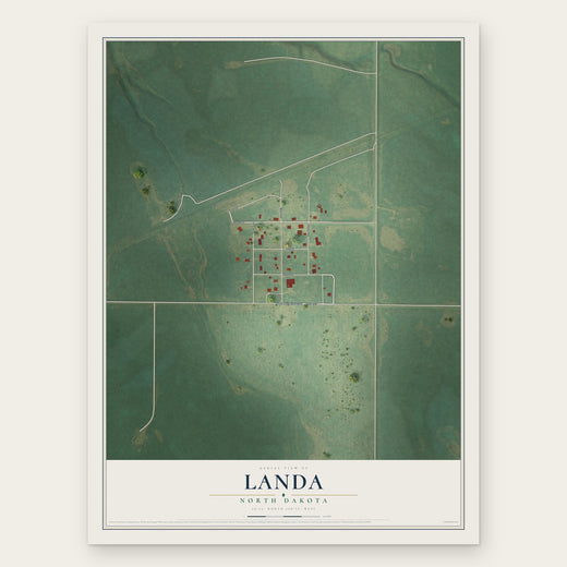 Landa, North Dakota map print, the full design