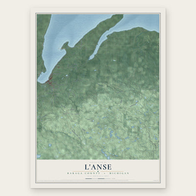 L'Anse, Baraga County, Michigan map print, the full design