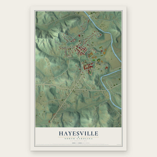 Hayesville, North Carolina map print, the full design
