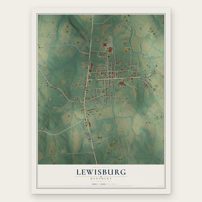 Lewisburg, Kentucky map print, the full design