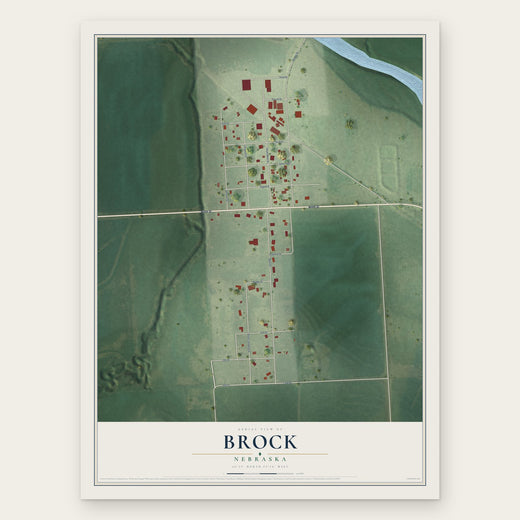 Brock, Nebraska map print, the full design