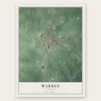 Warren, Arkansas map print, the full design