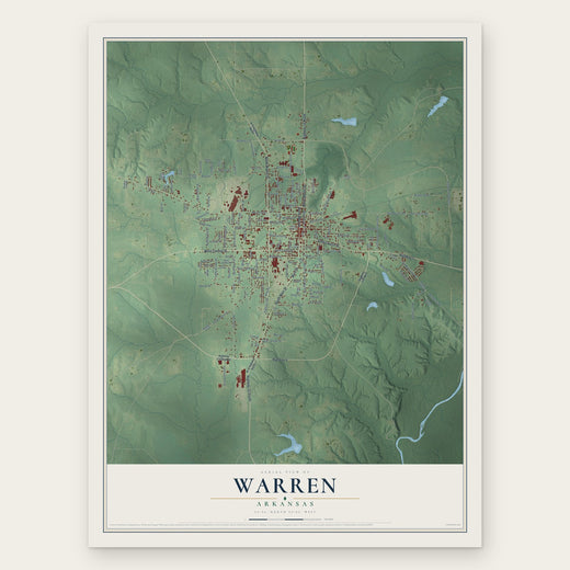 Warren, Arkansas map print, the full design