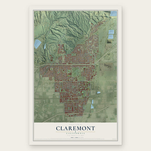 Claremont, California map print, the full design