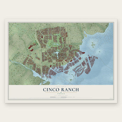 Cinco Ranch, Texas map print, the full design