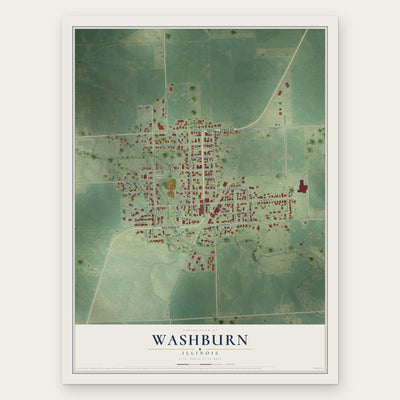 Washburn, Illinois map print, the full design