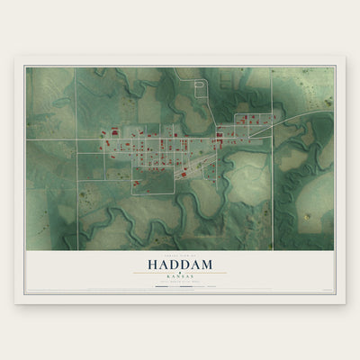 Haddam, Kansas map print, the full design