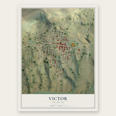 Victor, Colorado map print, the full design