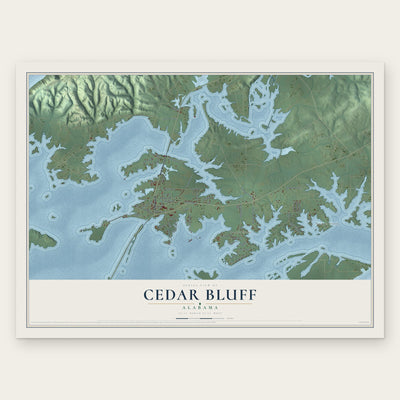 Cedar Bluff, Alabama map print, the full design