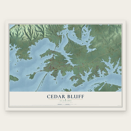 Cedar Bluff, Alabama map print, the full design