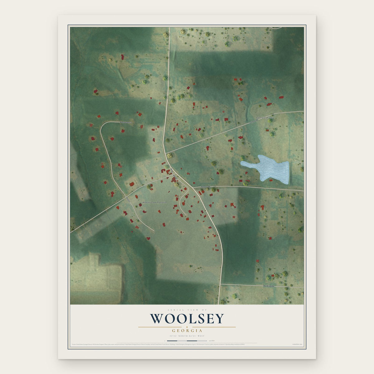 Woolsey, Georgia map print, the full design