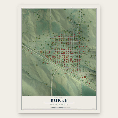 Burke, South Dakota map print, the full design