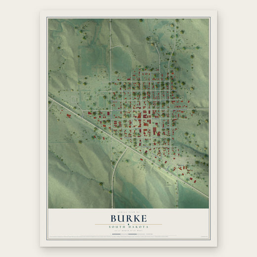 Burke, South Dakota map print, the full design