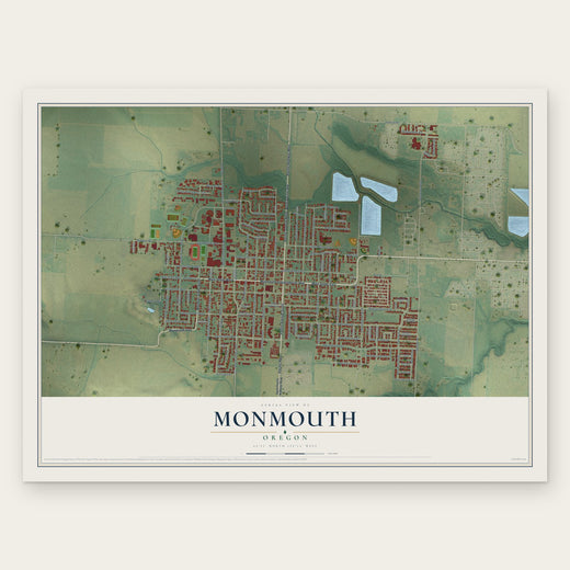 Monmouth, Oregon map print, the full design
