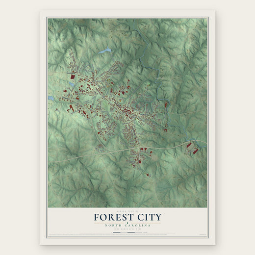 Forest City, North Carolina map print, the full design