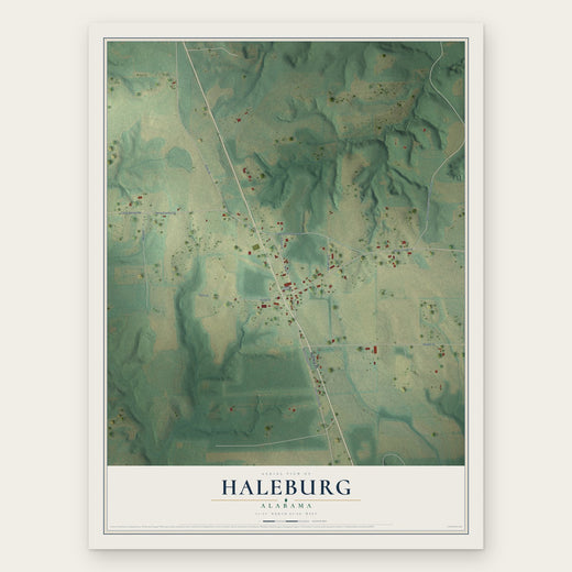 Haleburg, Alabama map print, the full design
