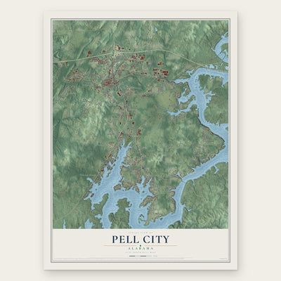 Pell City, Alabama map print, the full design