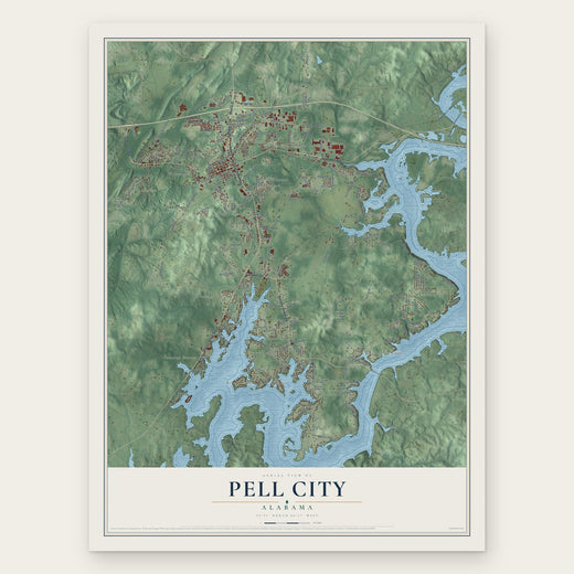 Pell City, Alabama map print, the full design