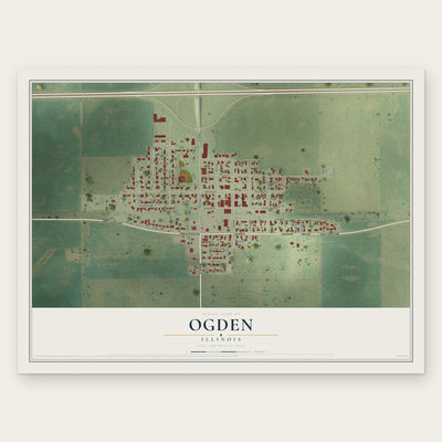 Ogden, Illinois map print, the full design