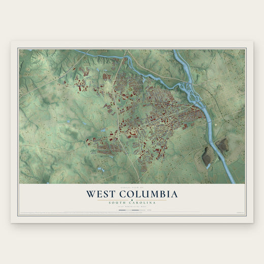 West Columbia, South Carolina map print, the full design