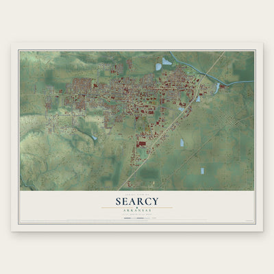Searcy, Arkansas map print, the full design