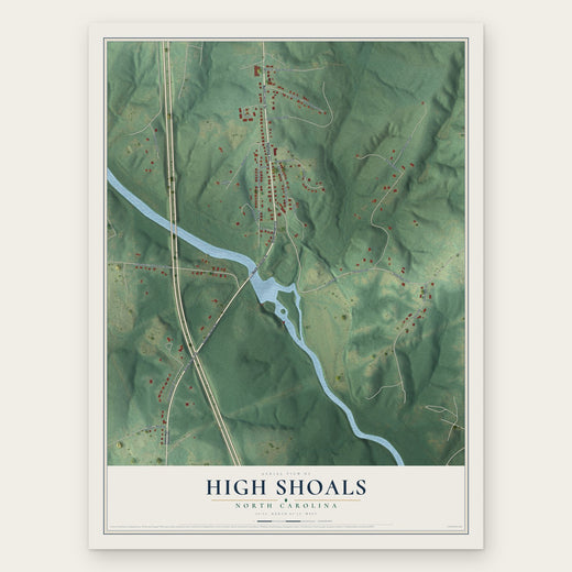 High Shoals, North Carolina map print, the full design