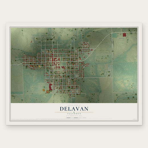 Delavan, Illinois map print, the full design