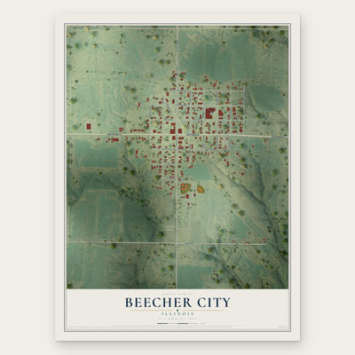 Beecher City, Illinois map print, the full design