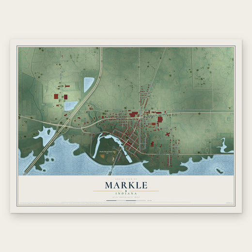 Markle, Indiana map print, the full design