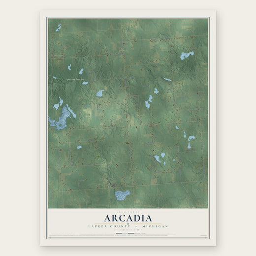 Arcadia, Lapeer County, Michigan map print, the full design