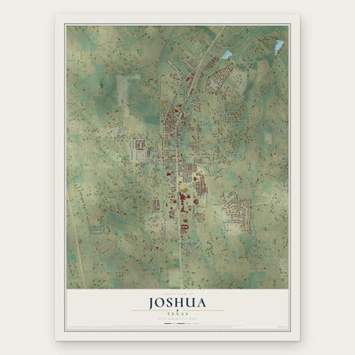 Joshua, Texas map print, the full design