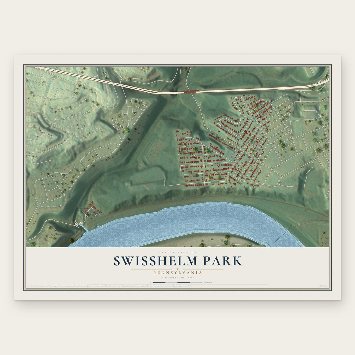 Swisshelm Park, Pennsylvania map print, the full design