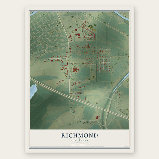Richmond, Louisiana map print, the full design