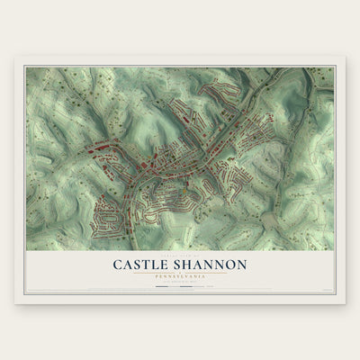 Castle Shannon, Pennsylvania map print, the full design