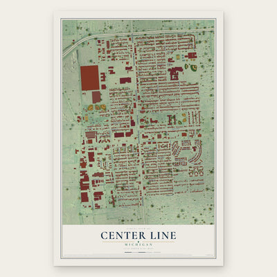 Center Line, Michigan map print, the full design
