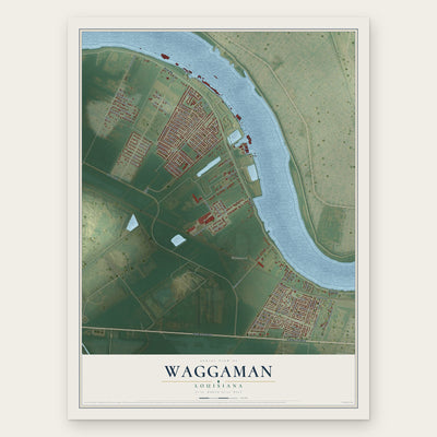 Waggaman, Louisiana map print, the full design