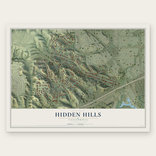 Hidden Hills, California map print, the full design