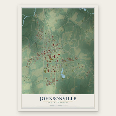 Johnsonville, South Carolina map print, the full design