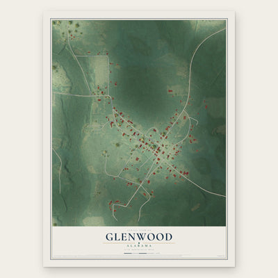 Glenwood, Alabama map print, the full design