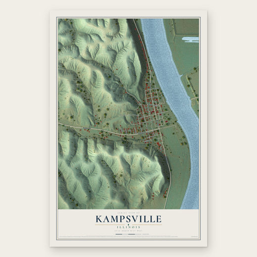 Kampsville, Illinois map print, the full design