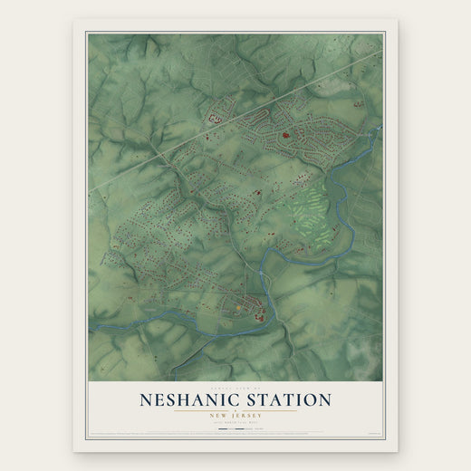 Neshanic Station, New Jersey map print, the full design