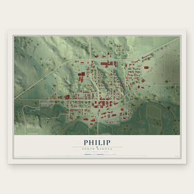 Philip, South Dakota map print, the full design
