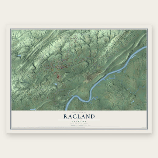 Ragland, Alabama map print, the full design