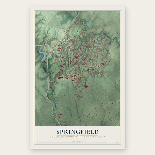 Springfield, Delaware County, Pennsylvania map print, the full design