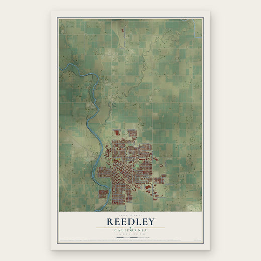 Reedley, California map print, the full design
