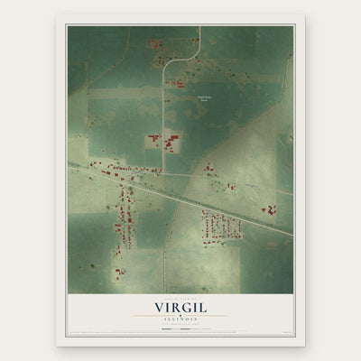 Virgil, Illinois map print, the full design